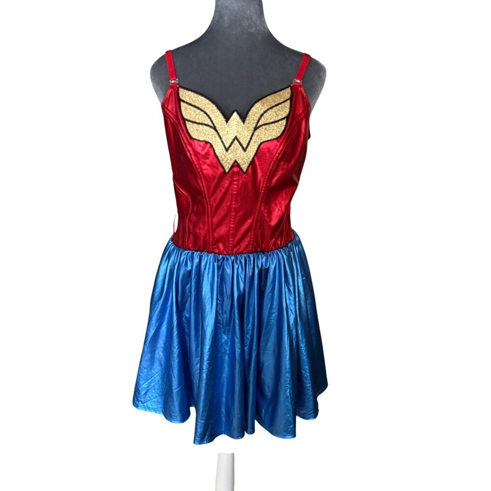 Wonder Woman Costume Dress Spaghetti Straps Blue & Red DC Comics Womens Size 18